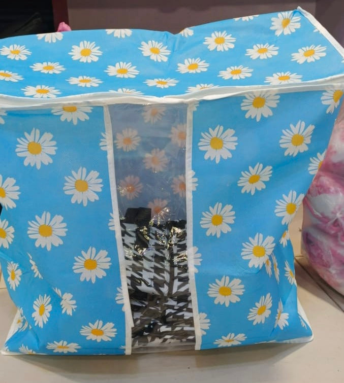 Printed Multipurpose Storage Bag, Storage Bags With Handles, Non Woven Floral Print Storage Organizer, Closet Organizer Printed Multipurpose Storage Bag, Storage Bags With Handles, Non Woven Floral Print Storage Organizer, Closet Organizer
